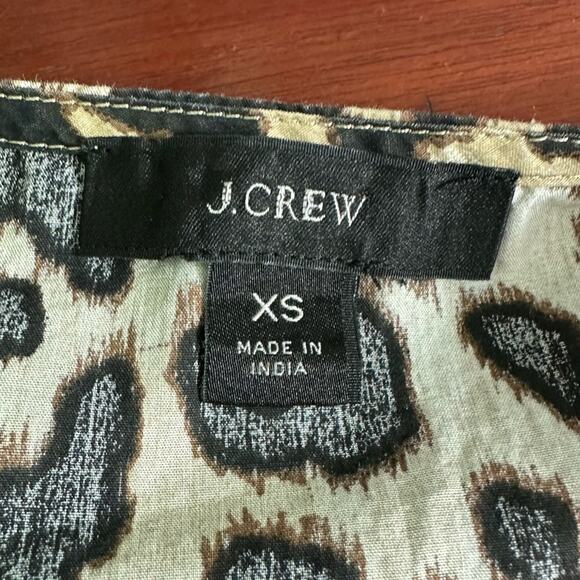 J crew Leopard Animal Print Ruffle Sleeve Top Shirt AS011 Extra Small XS Cotton - Picture 9 of 15